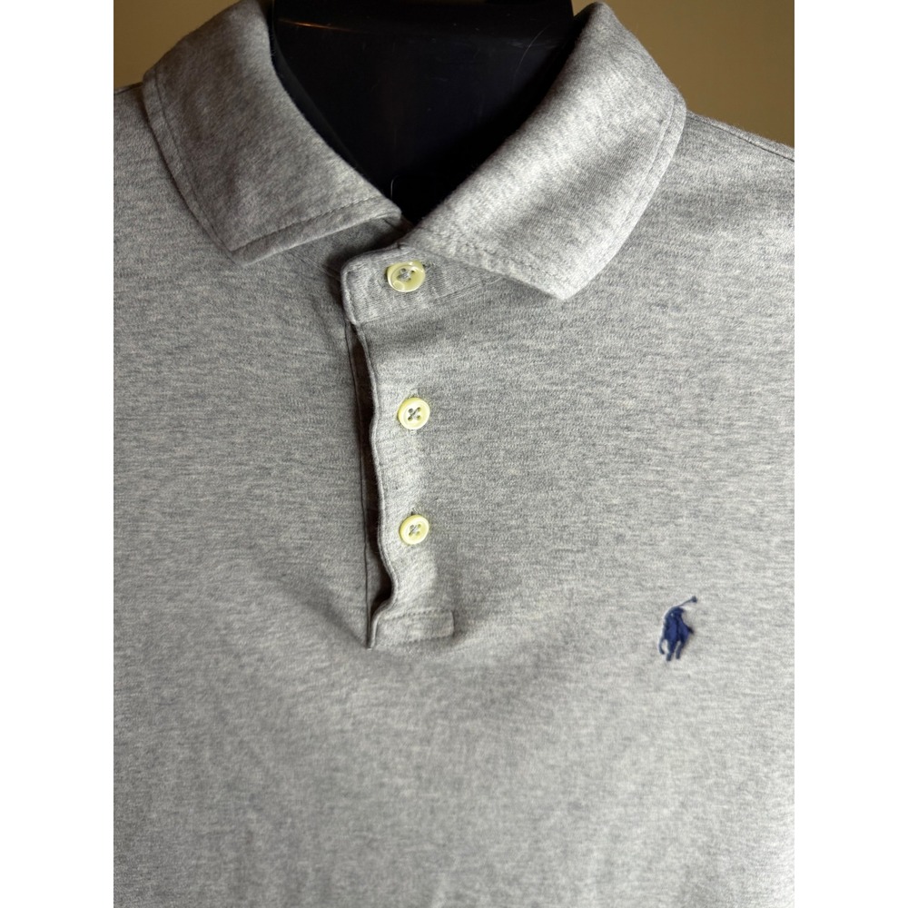 Polo Ralph Lauren Mens Heather Gray Short Sleeve Pony Logo Polo Shirt Large